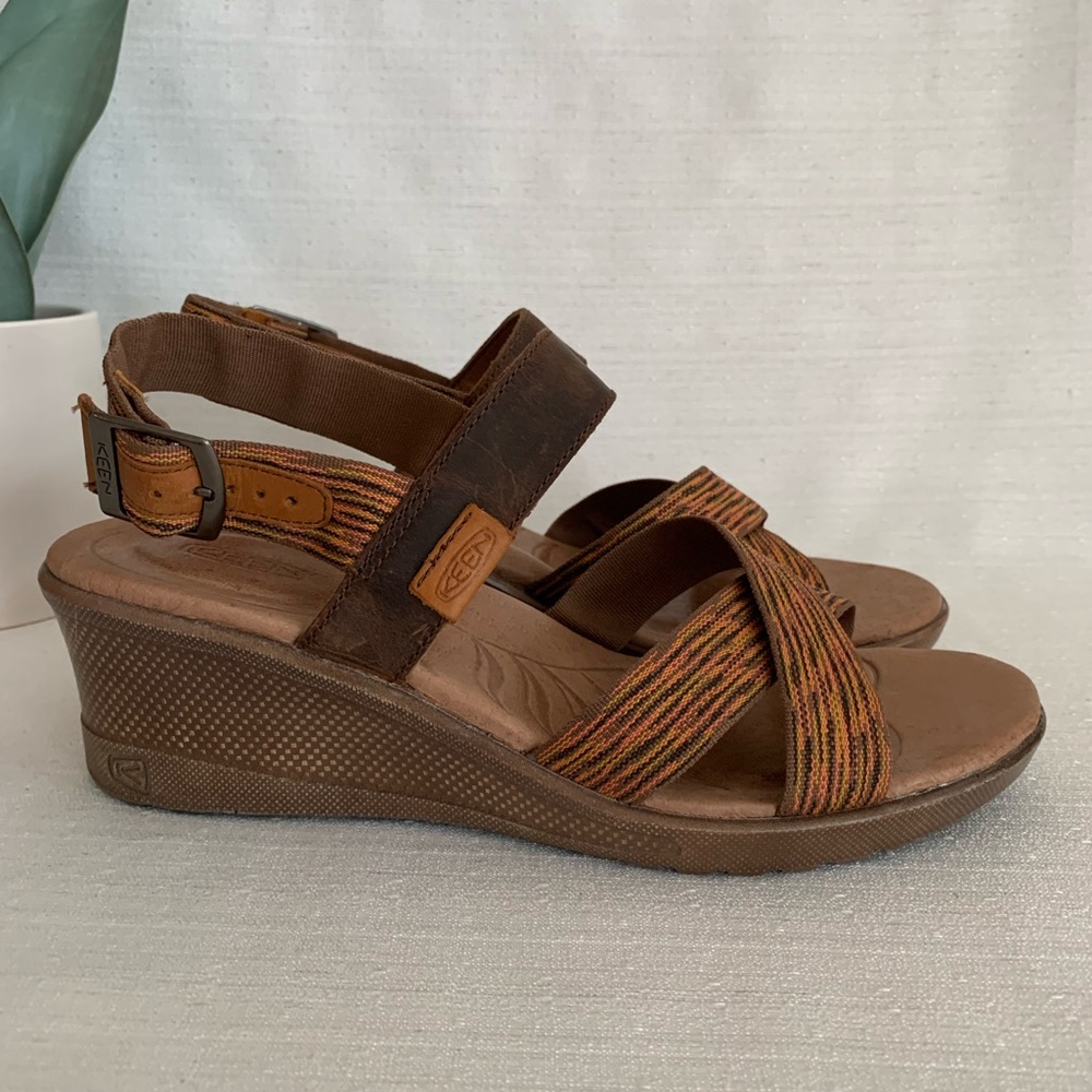 New KEEN Skyline Brown/Thrush Leather Wedge Sandals Woman’s 8.5 - Picture 2 of 13